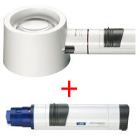虫眼鏡 置き型 ライトルーペ [system vario plus] ヘッド+LEDライト付グリップのセット 4倍 70mm 155494  メインイメージ