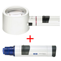 虫眼鏡 置き型 ライトルーペ [system vario plus] ヘッド+LEDライト付グリップのセット 3倍 80mm 155994  メインイメージ