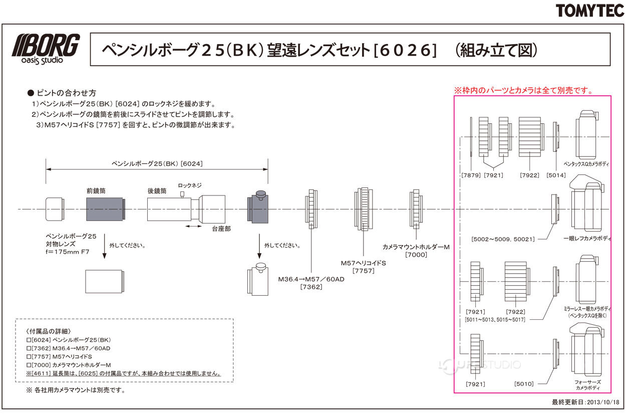 天体望遠鏡 フィールド向け望遠鏡セット ペンシルボーグ25 BK 望遠レンズセット 6026 BORG 最軽量 ポケットにも入る ボーグ:ルーペスタジオ