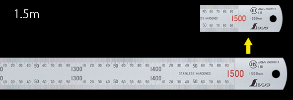 直尺 シルバー 1.5m 赤数字入 JIS 13056 ステンレス ステン スケール
