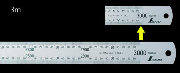 直尺 シルバー 3m 13072 ステンレス ステン スケール 定規 シンワ測定