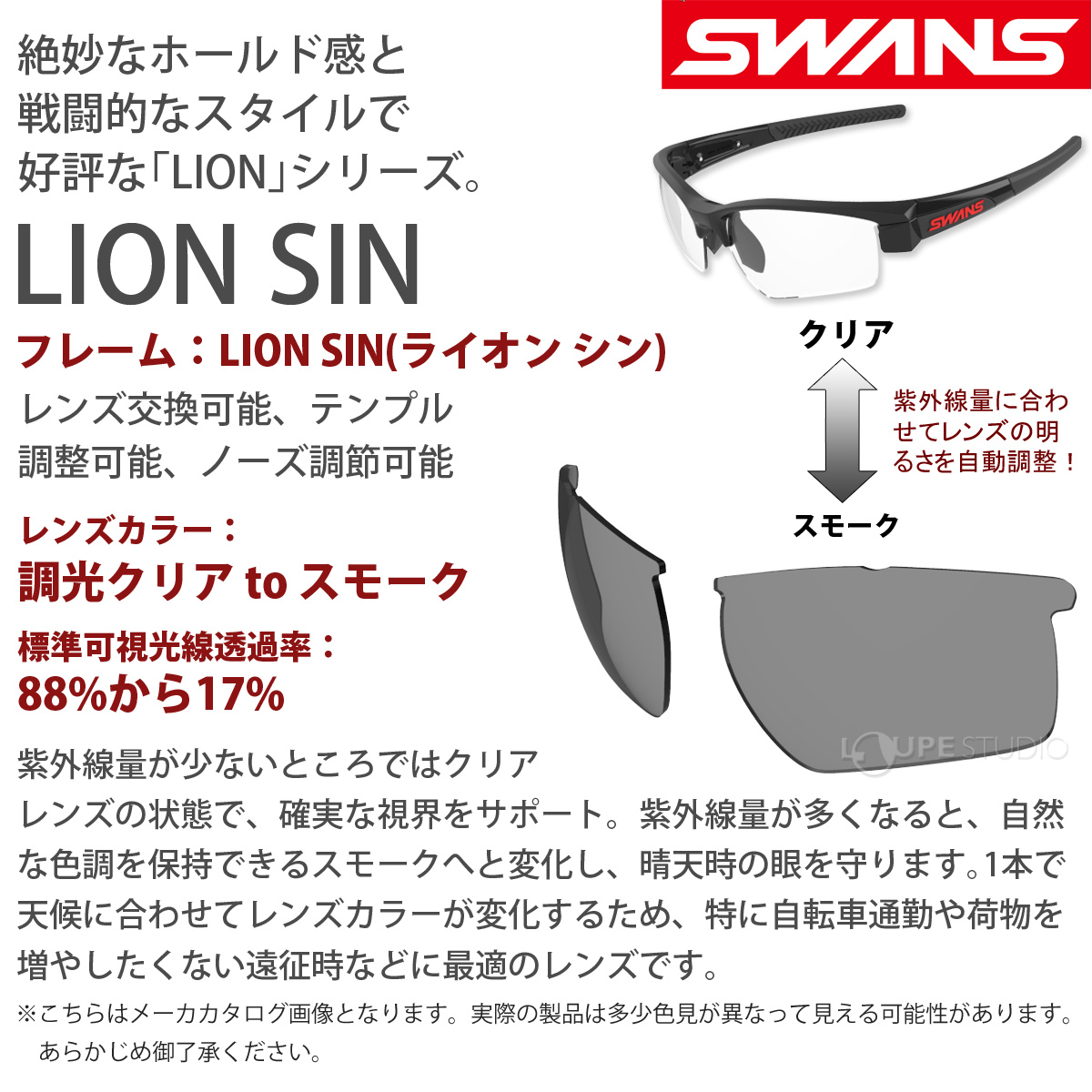 【色: 0001 BK】SWANS(スワンズ) スポーツサングラス ライオンシン