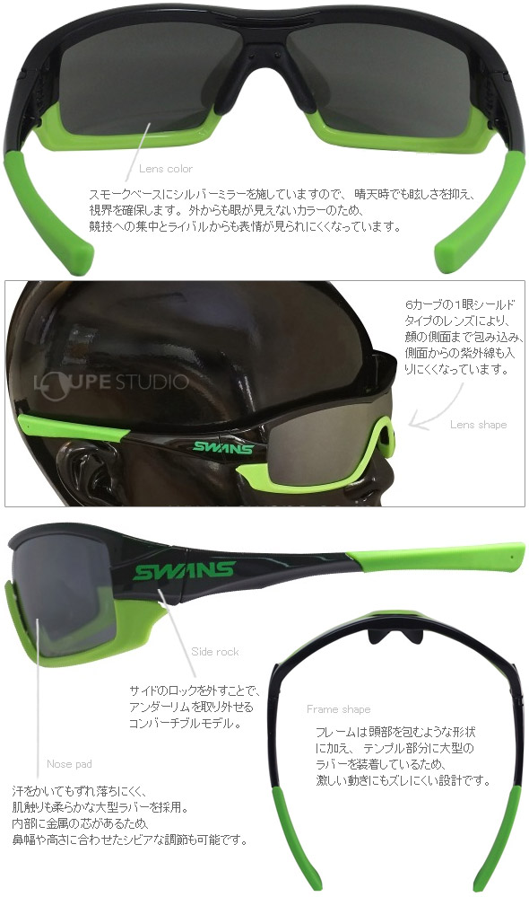 サングラス ストリックス・アイ SC-STRIX-I-0701 限定モデル スワンズ SWANS 自転車 野球 ゴルフ ランニング テニス UV 紫外線 カット:ルーペスタジオ