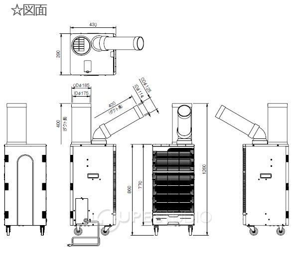 スポットエアコン 単相100V 首振り機能無 TS-25EP-1 TRUSCO 作業現場